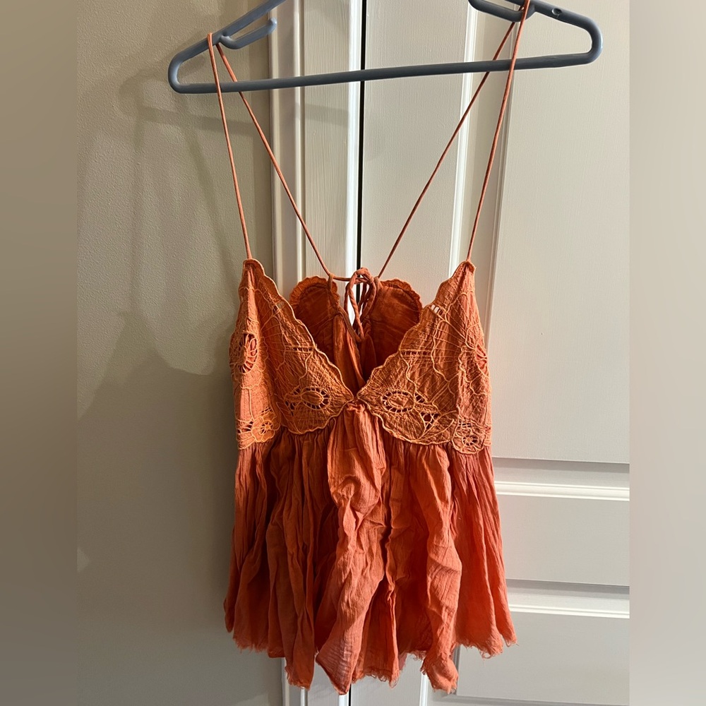 Free People Floral-Detailed Flowy Tank- Gently Worn Large